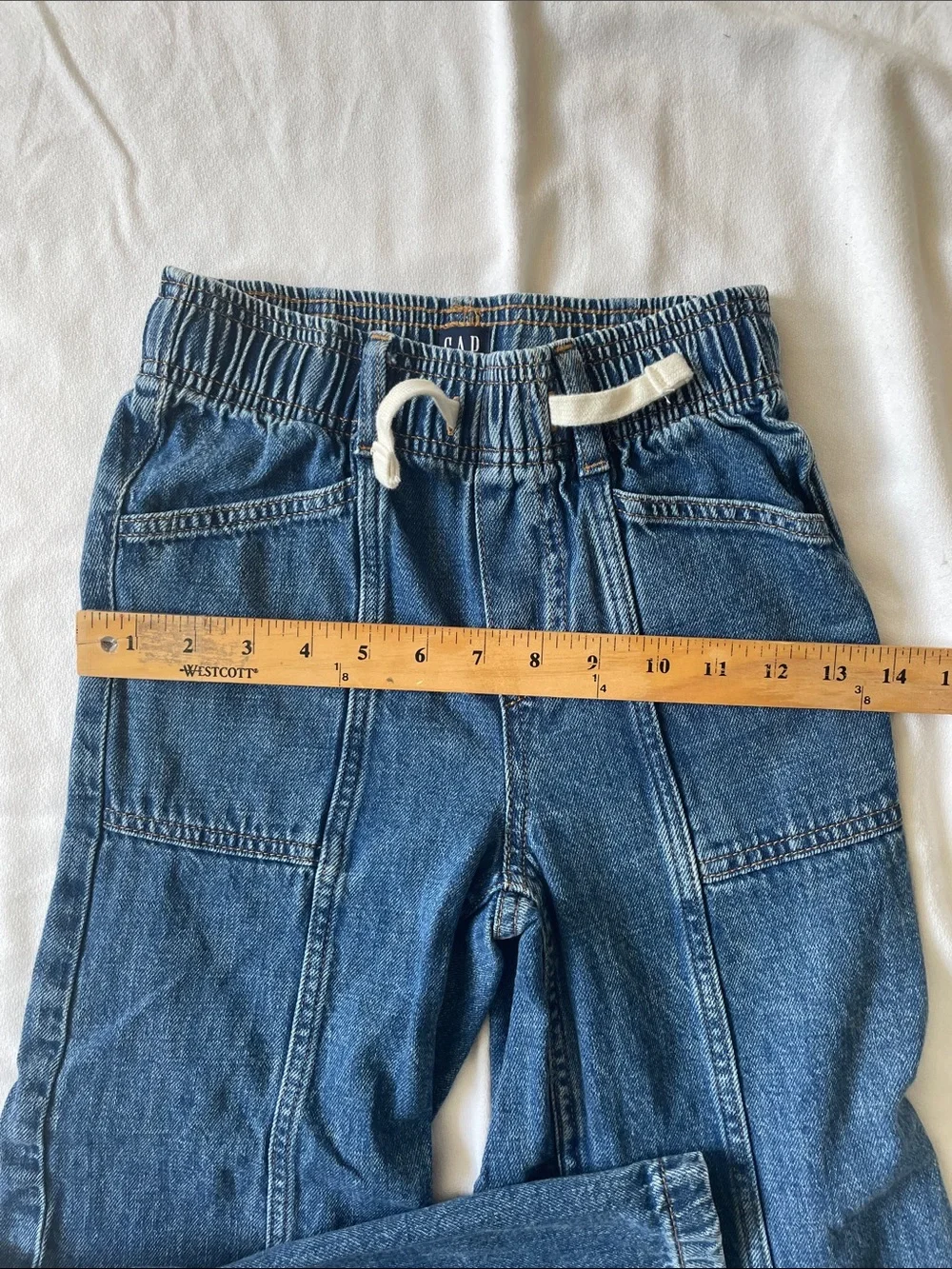 GAP KIDS Wide Leg Utility Denim Jeans - Size Medium Comfy Blue Pants Long